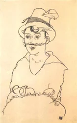 Dame avec chapeau et voile